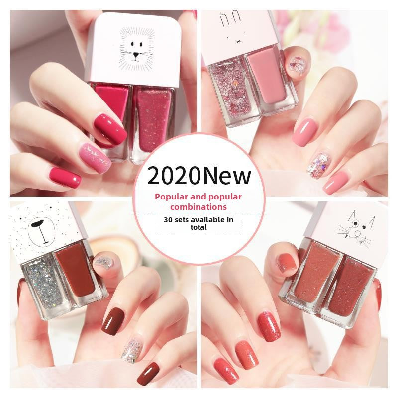 TikTok-Style Japanese Nail Polish Set – No-Bake Glitter Duo