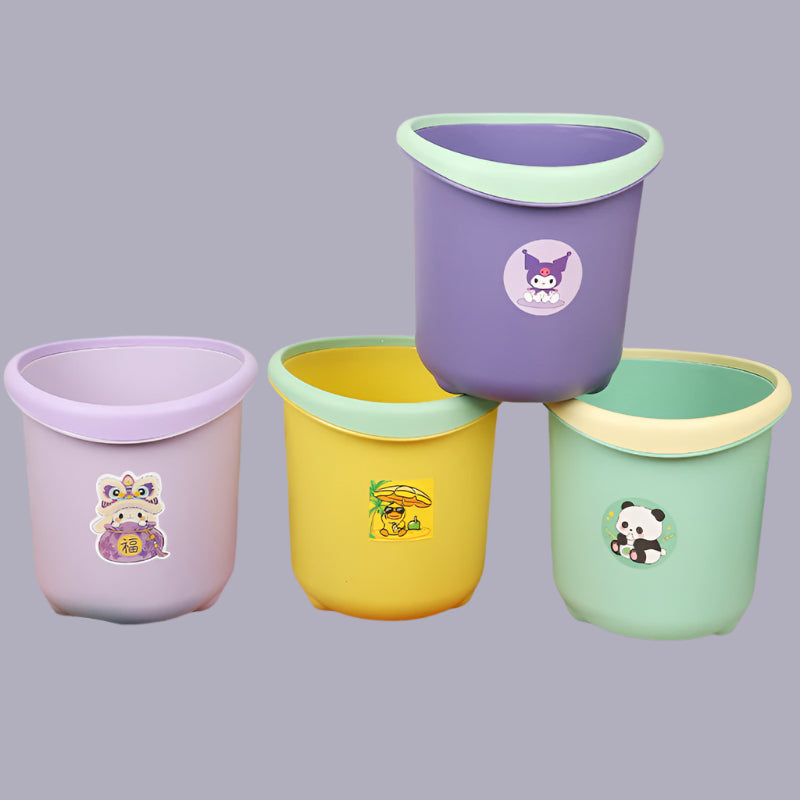 Cartoon Round Trash Can for Indoor and Outdoor Use