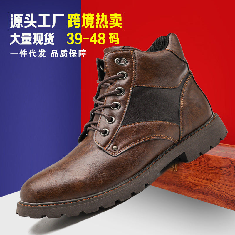 Men’s Plus Size Leather Martin Boots Winter High-Top