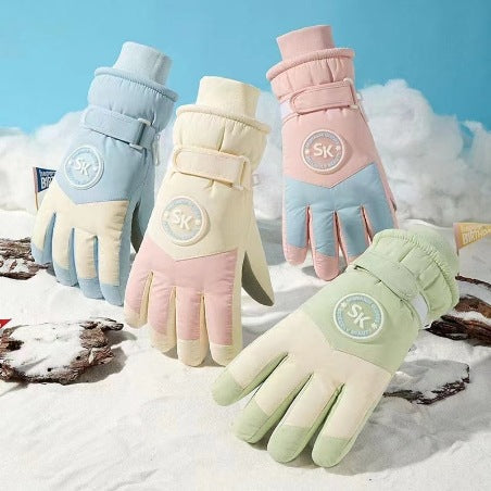 Macaron Cute Womens Winter Ski Gloves Warm Fleece Pro Thermo