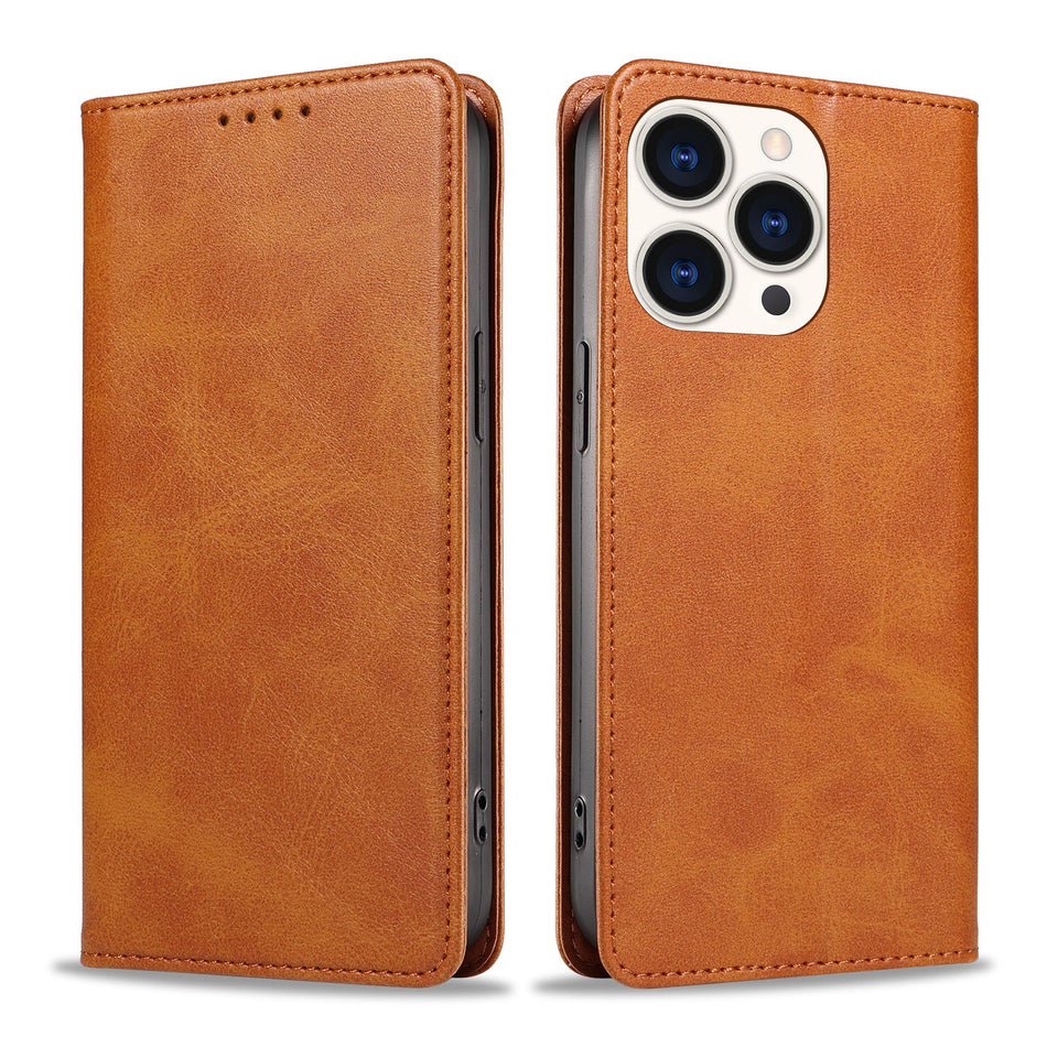 STOCK-Magnetic Flap Leather Case for iPhone & Samsung