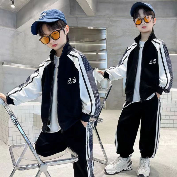 Boys Korean Sports Set – Patchwork Jacket Outfit – Outfit Sets – Image 6