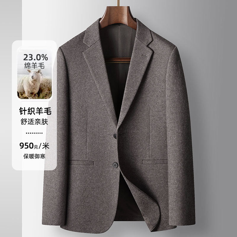 Light Luxury Wool Men’s Casual Suit Jacket – Autumn/Winter 2025
