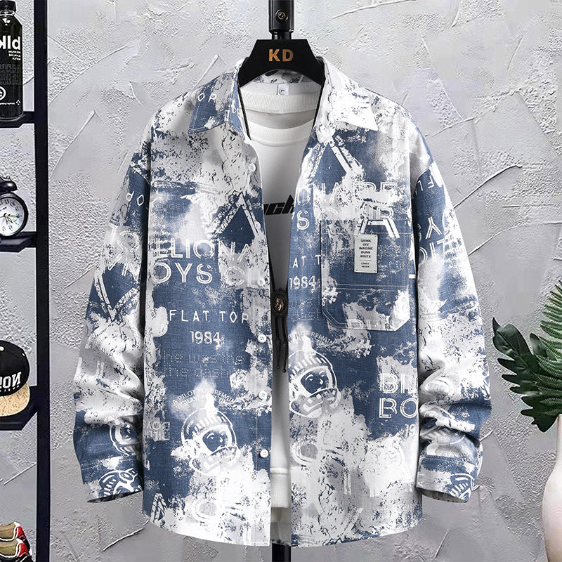Men’s Tie-Dyed Japanese-Style Long-Sleeve Shirt
