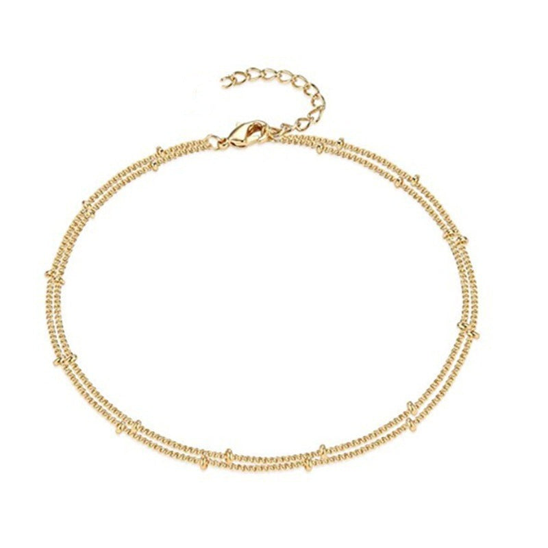 Bohemian Double-Layer Beach Anklet – Light Luxury Style