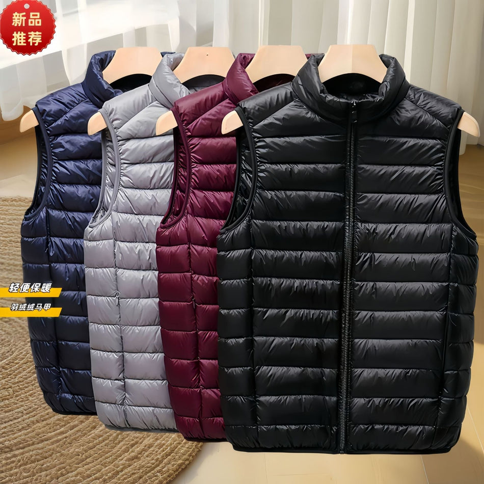 Men’s Light Down Vest – Luxury Vertical Collar Waistcoat