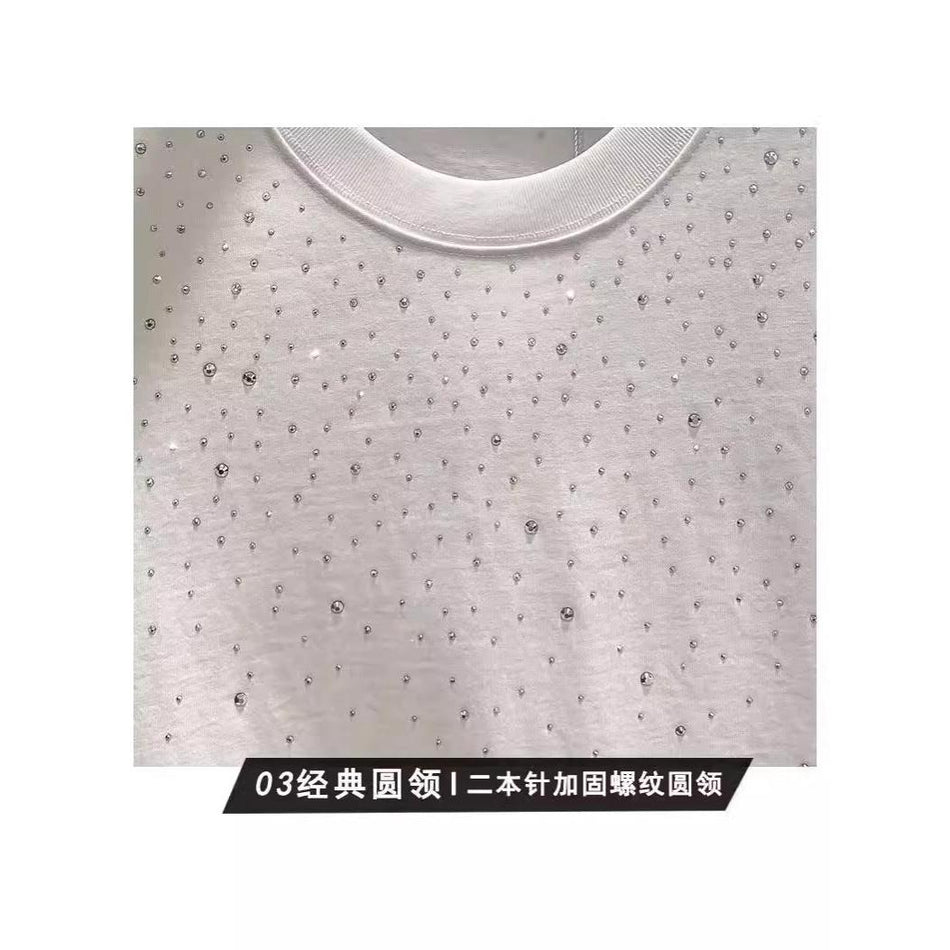 Men’s Rhinestone Star Round Neck T-Shirt – Trendy Fit