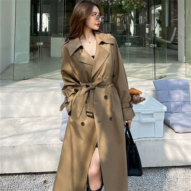 Women’s Mid-Length Korean Windbreaker – Spring Autumn 2025