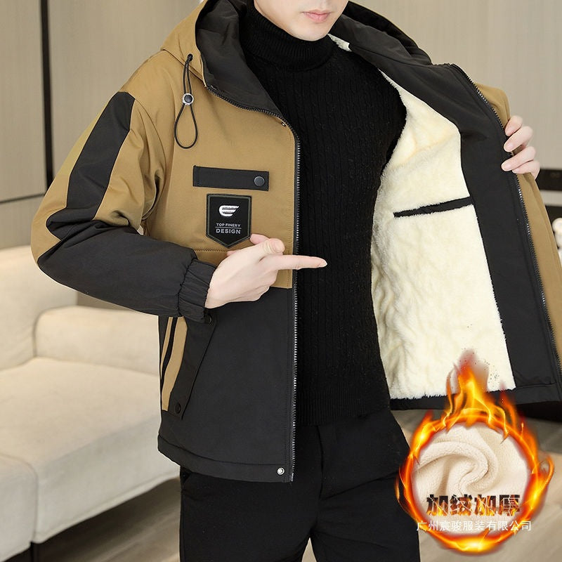 Men's 2026 Hooded Velvet Cotton Jacket Winter Thickened
