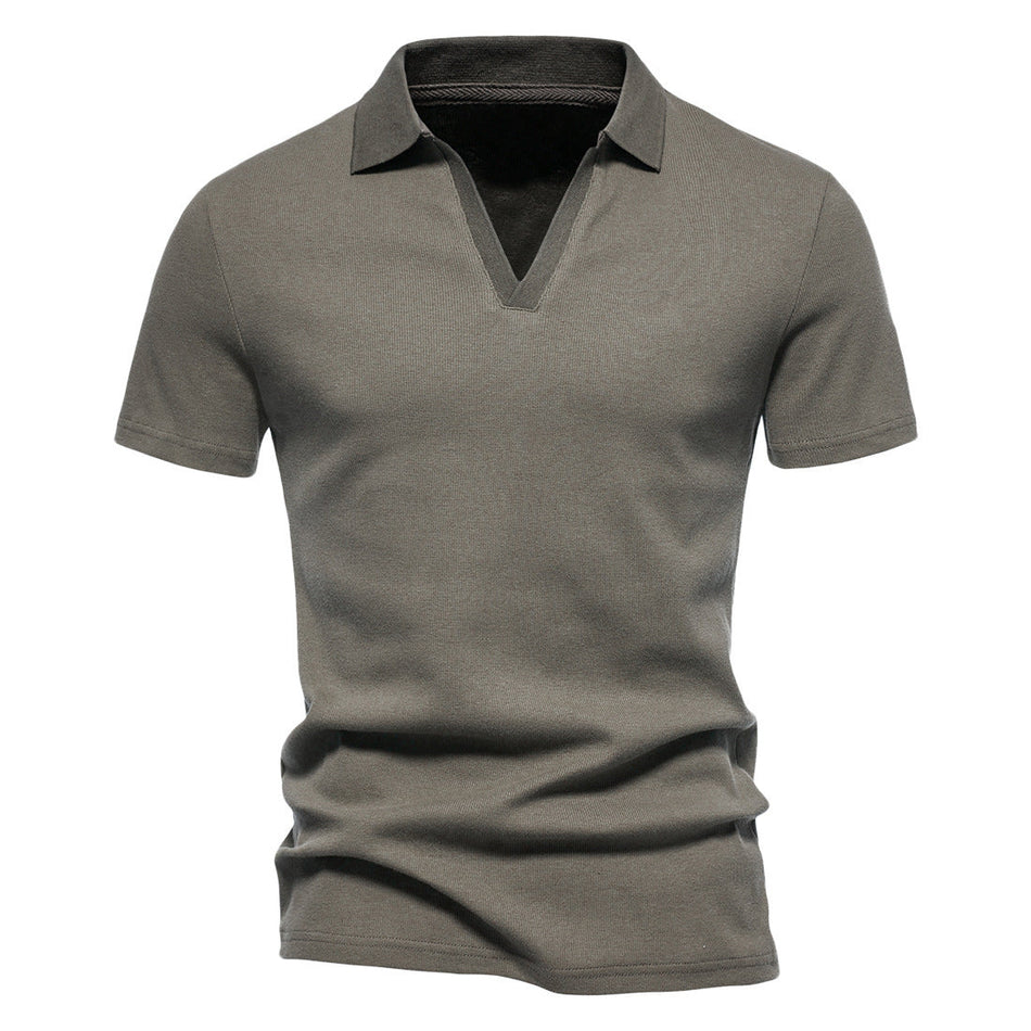 Men’s Summer Henley Collar Polo T-Shirt – Retro Fitness Style