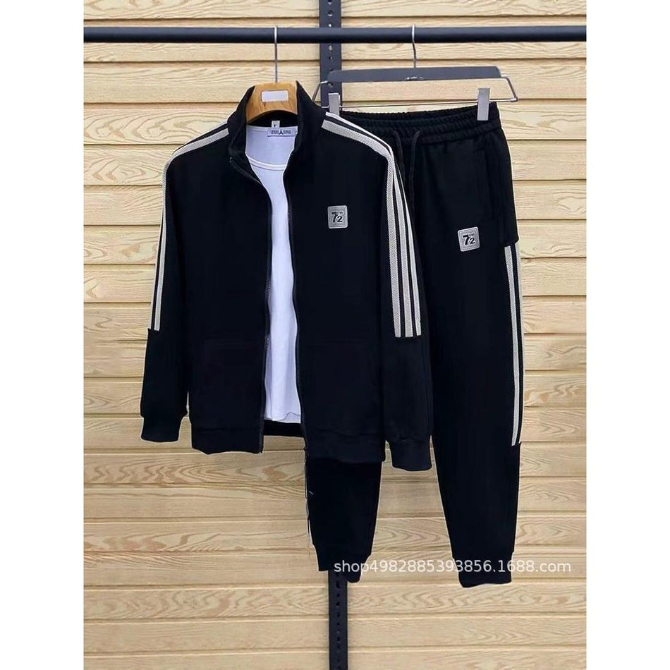 Men's Spring-Autumn Zipper Cardigan Sports Two-Piece Set