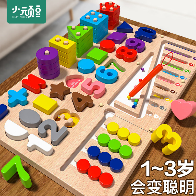 STOCK-Montessori Number Puzzle Board Toy for Toddlers 1-3