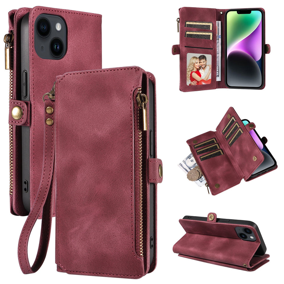 Zipper Wallet Leather Case for iPhone & Samsung