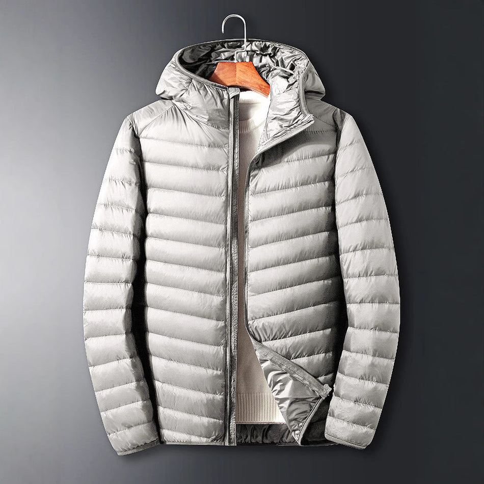 Men’s Lightweight Hooded Down Jacket 90% White Duck Down