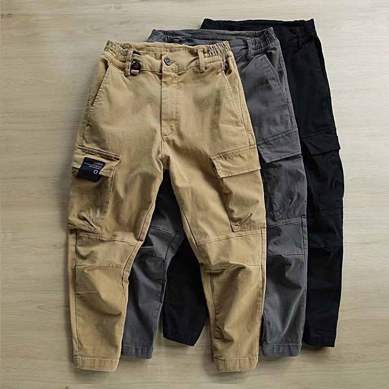 Cotton Cargo Pants Men Multi-Pocket Loose
