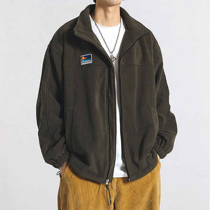 INSTOCK-Japanese-Style Lamb Wool Jacket – Fleece Casual Stand