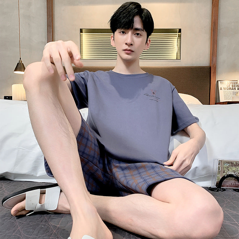 Men’s Cotton Summer Pajama Set – Youth Plus Size Suit