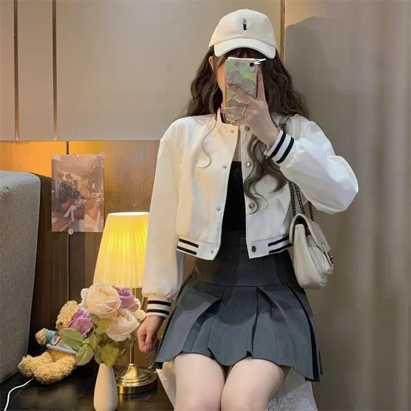 STOCK-Short Black Baseball Jacket