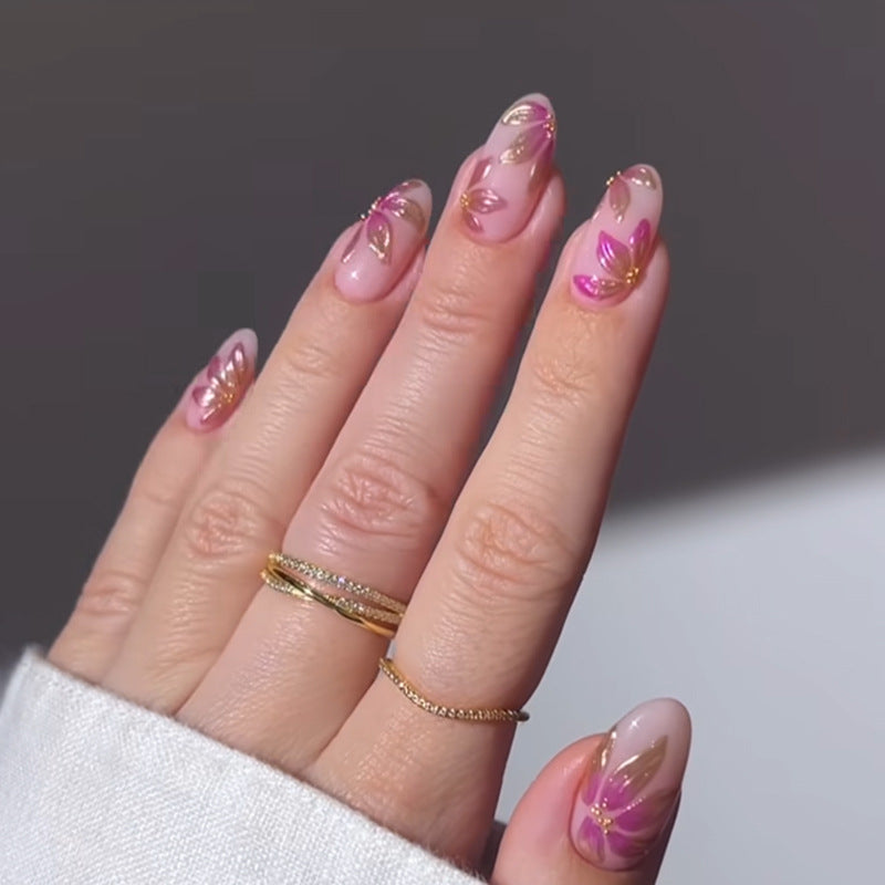 French Gold Edge Luxury Press-On Nails Set