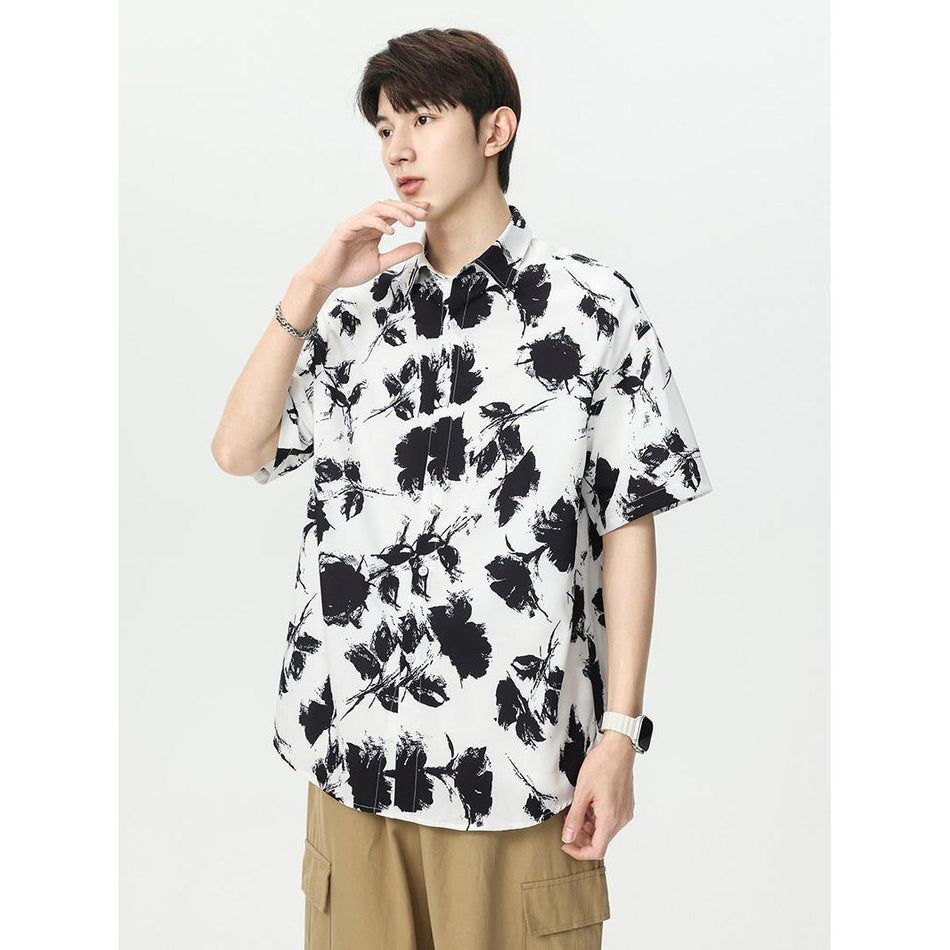 Unisex Retro Floral Shirt – 2025 Hong Kong Style Loose