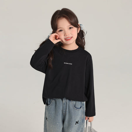 Momo's Home Girls’ Cotton Letter Print Long-Sleeve Tee – Kids Fashion Nepal | Tudoholic