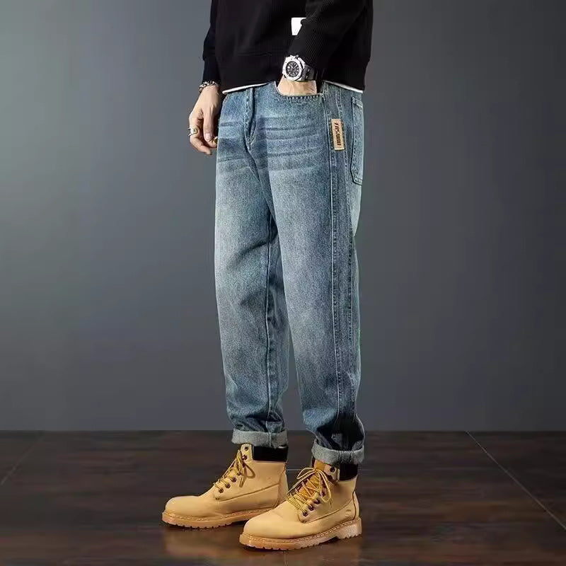 STOCK-Loose Harem Straight Jeans Casual Winter Men