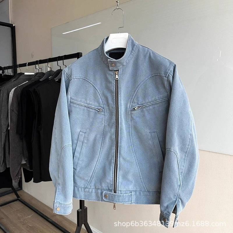 Men’s American Retro Zipper Workwear Jacket