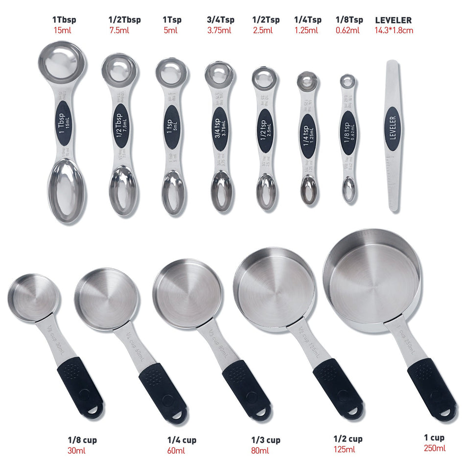 Stainless Steel Magnetic Suction 13-Piece Measuring Cup Set