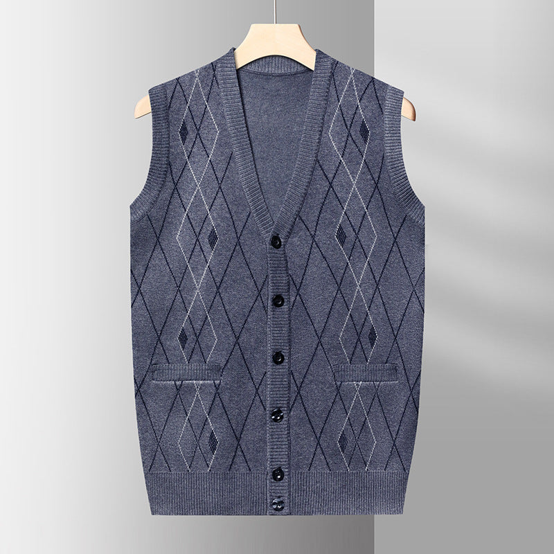 Sleeveless Sweater – 2025 Jacquard Knit Waistcoat for Men