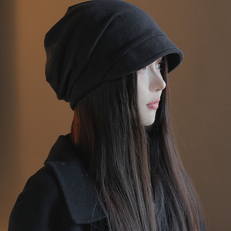 Japanese Short-Brim Pile Hat – Windproof Winter Cap for Women