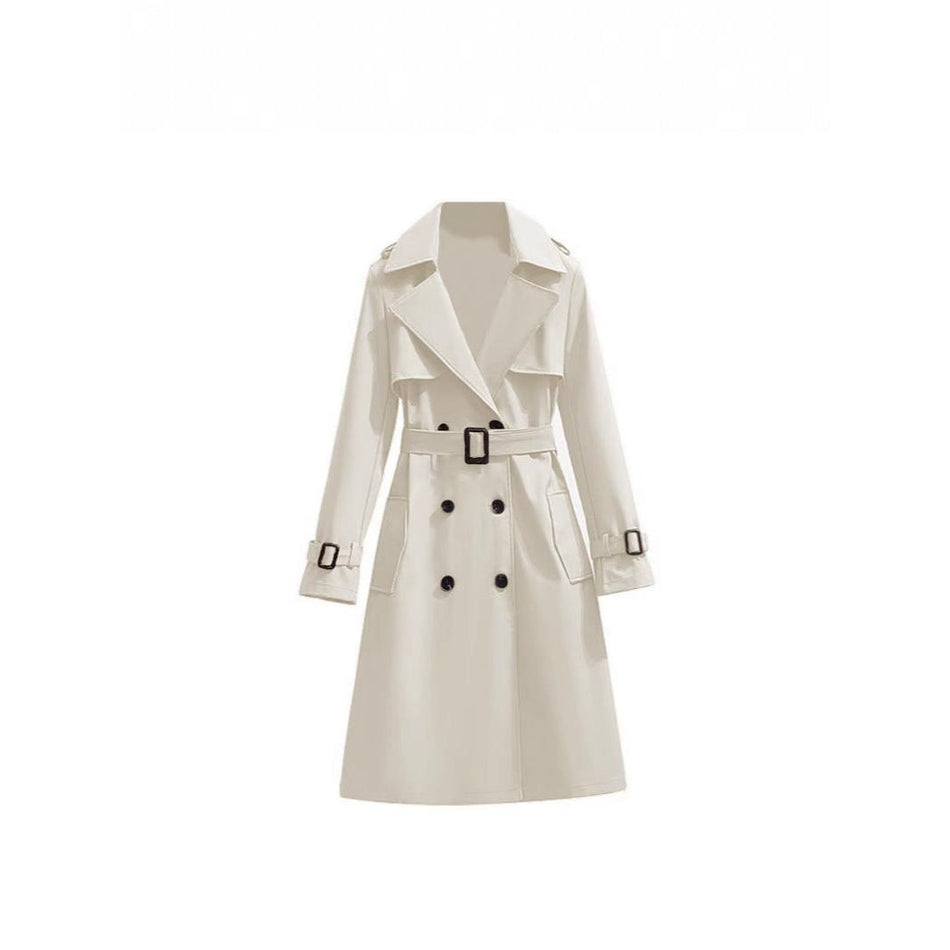 Long Korean Style Windbreaker British Casual Coat Women
