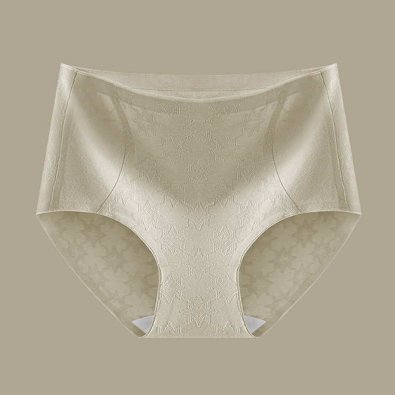 One-Piece Seamless Jacquard Cotton Mid-Waist Underwear