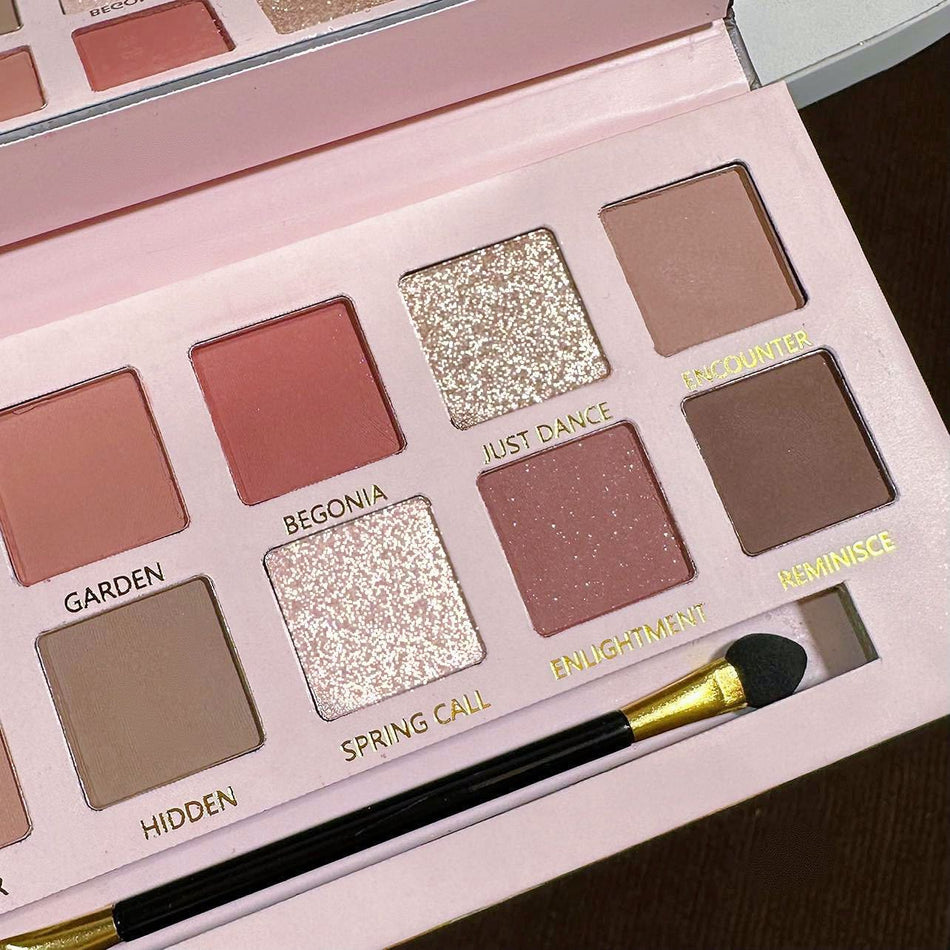 Begonia Flower 12-Color Eyeshadow Palette – Matte & Pearlescent