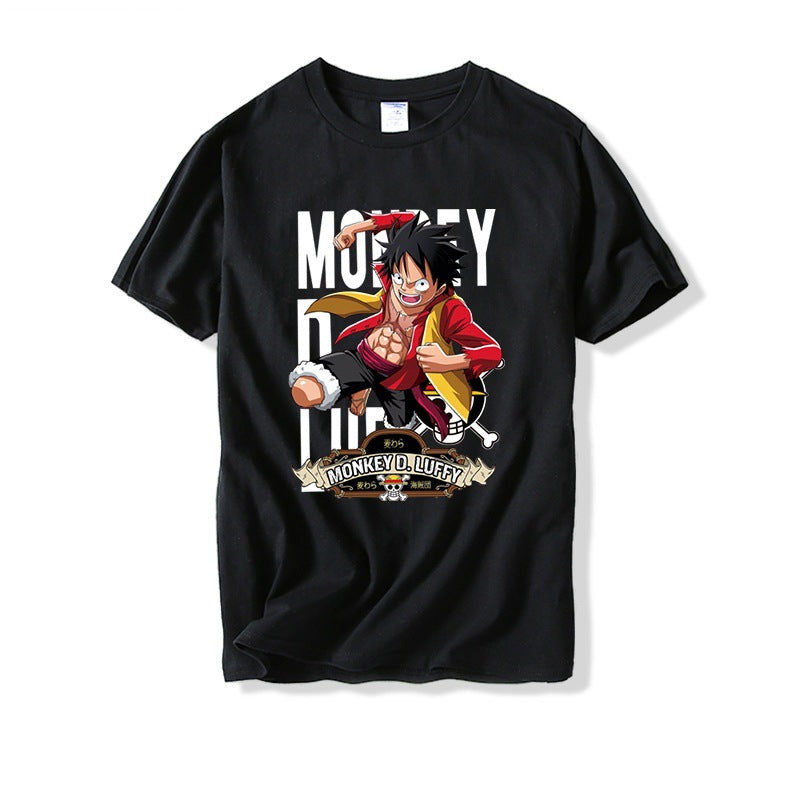 Cartoon Anime Luffy Loose Fit Plus Size Short Sleeve T-Shirt