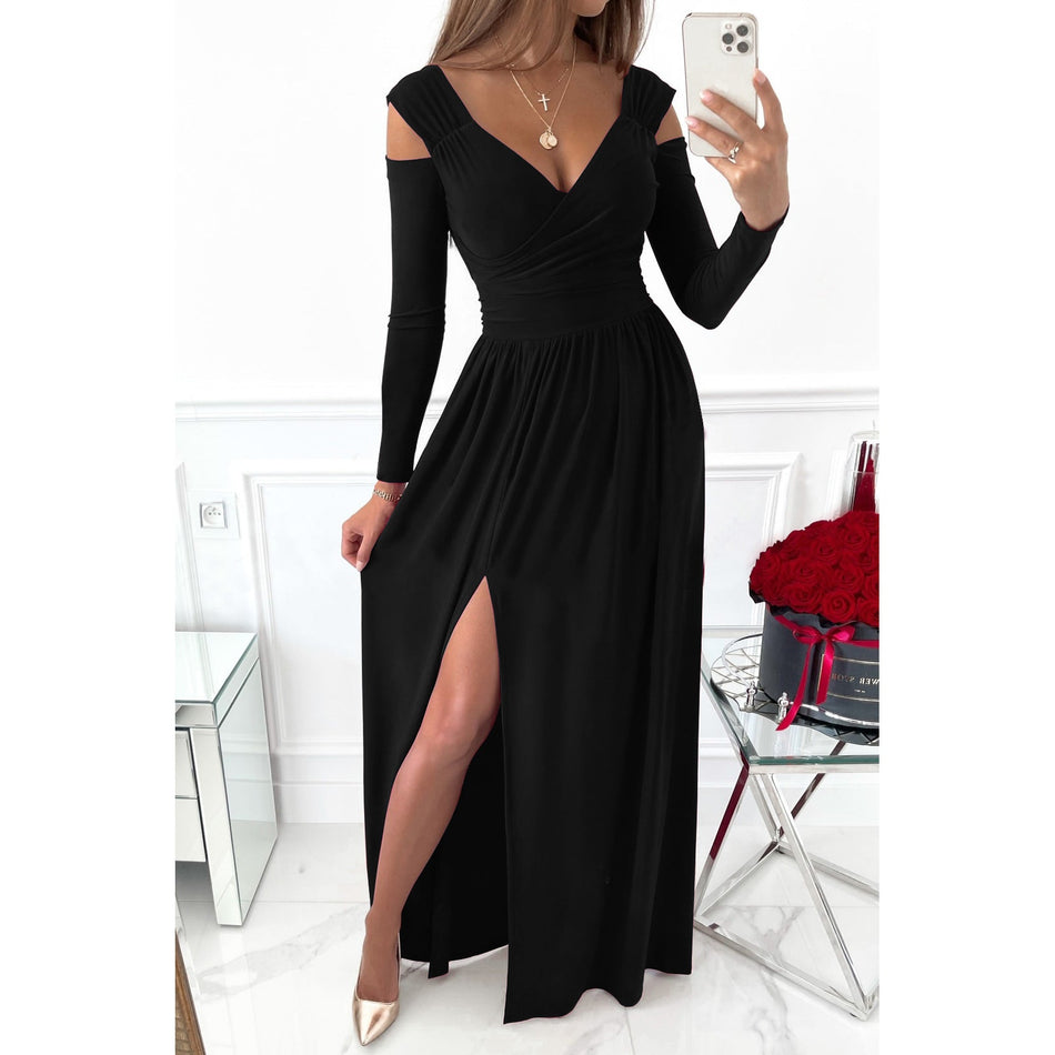Off-Shoulder Large Swing Dress - 2026 "INS" Liquid-Aura Party