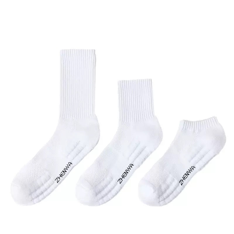 PACK OF 4 - Men’s Mid-Calf Cotton Sports Socks White Towel Bottom