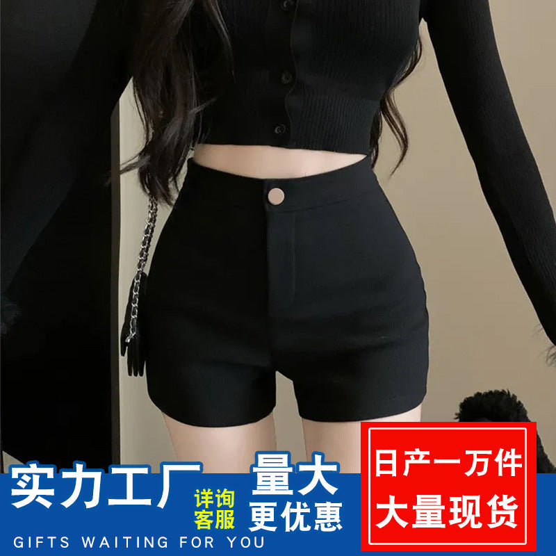 High Waist Black A Line Hot Pants Women Summer