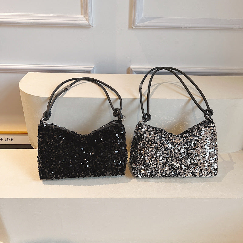 STOCK-2023 Summer Sequined Crossbody Baguette Bag for Women