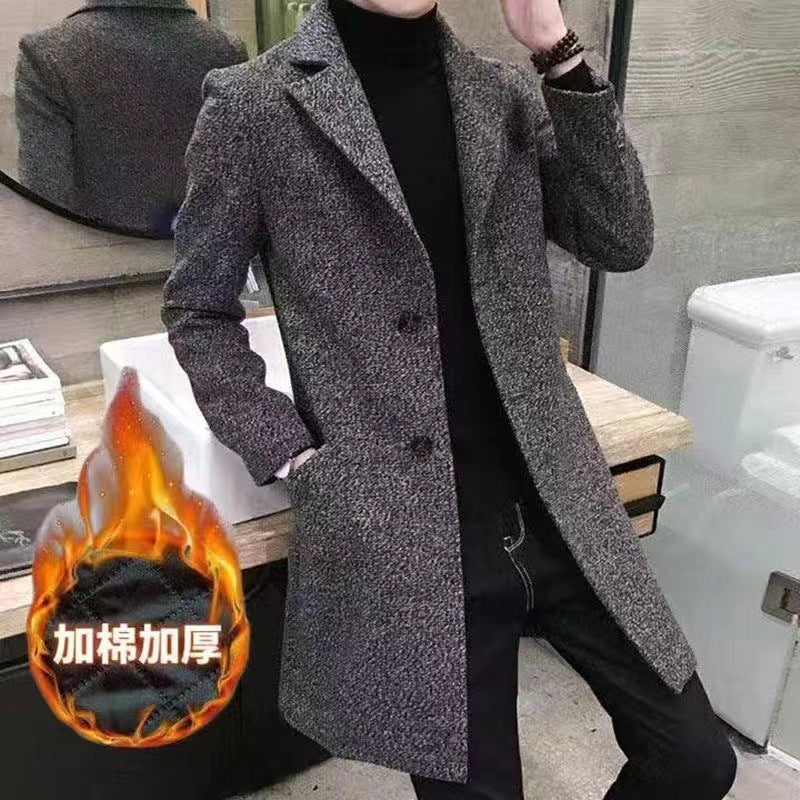Men’s Korean Slim Woolen Trench Coat Autumn-Winter 2023