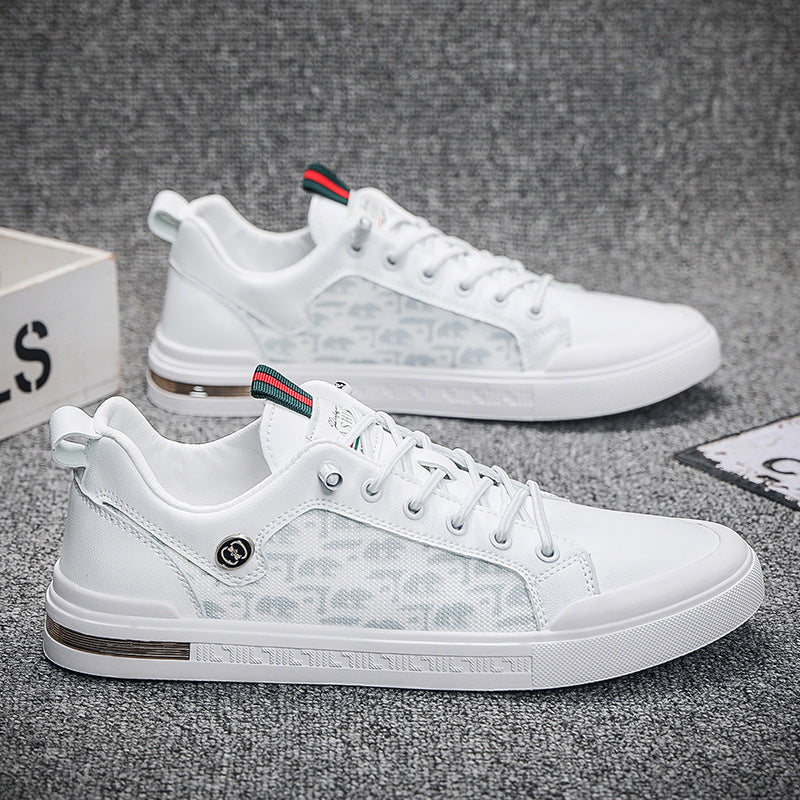 2025 Men’s Summer White Sneakers – Korean Mesh Board Shoes