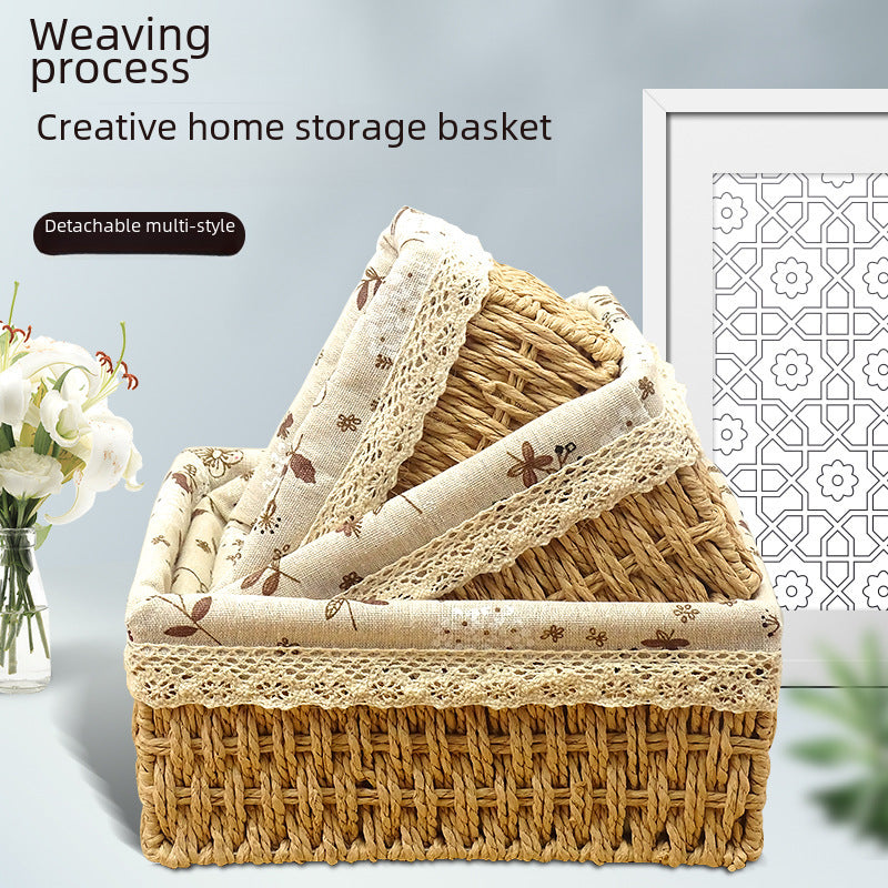 Rattan Woven Paper Rope Basket | Household Organizer Box