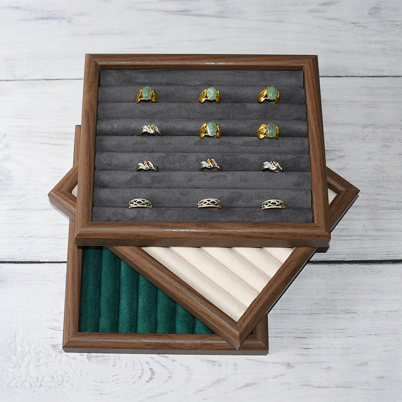 Walnut Ring Plate Jewelry Display Tray for Earrings & Bracelets