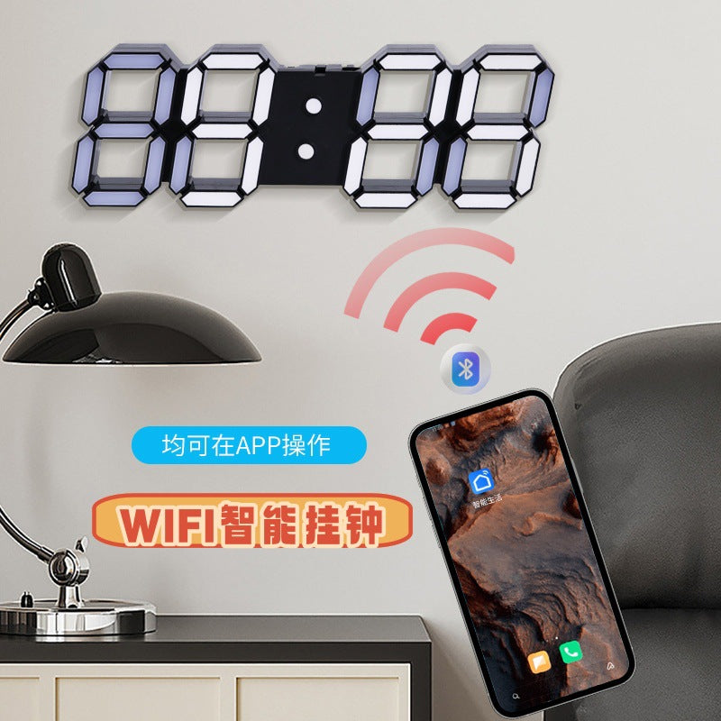 Smart WiFi Digital Wall Clock 3D Remote Countdown Alarm