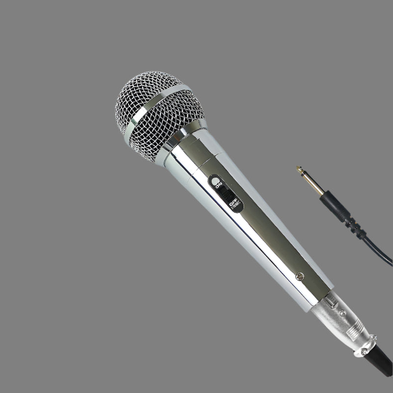 Silver Dynamic Wired Microphone – Classic KTV & Stage Handheld