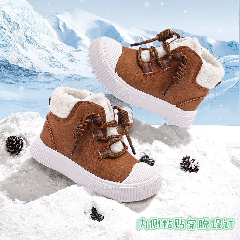 Children Snow Boots Warm Cotton Velvet Non Slip Winter Shoes