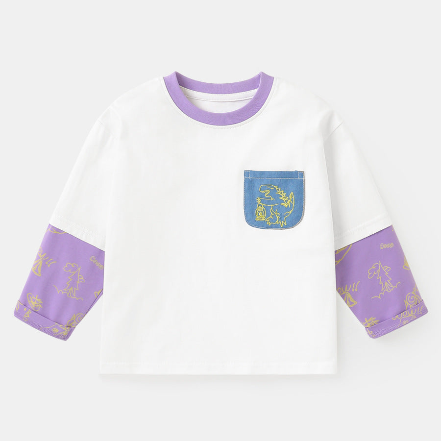 Boys' Fake Two-Piece Long-Sleeved T-Shirt – Spring/Autumn 2025