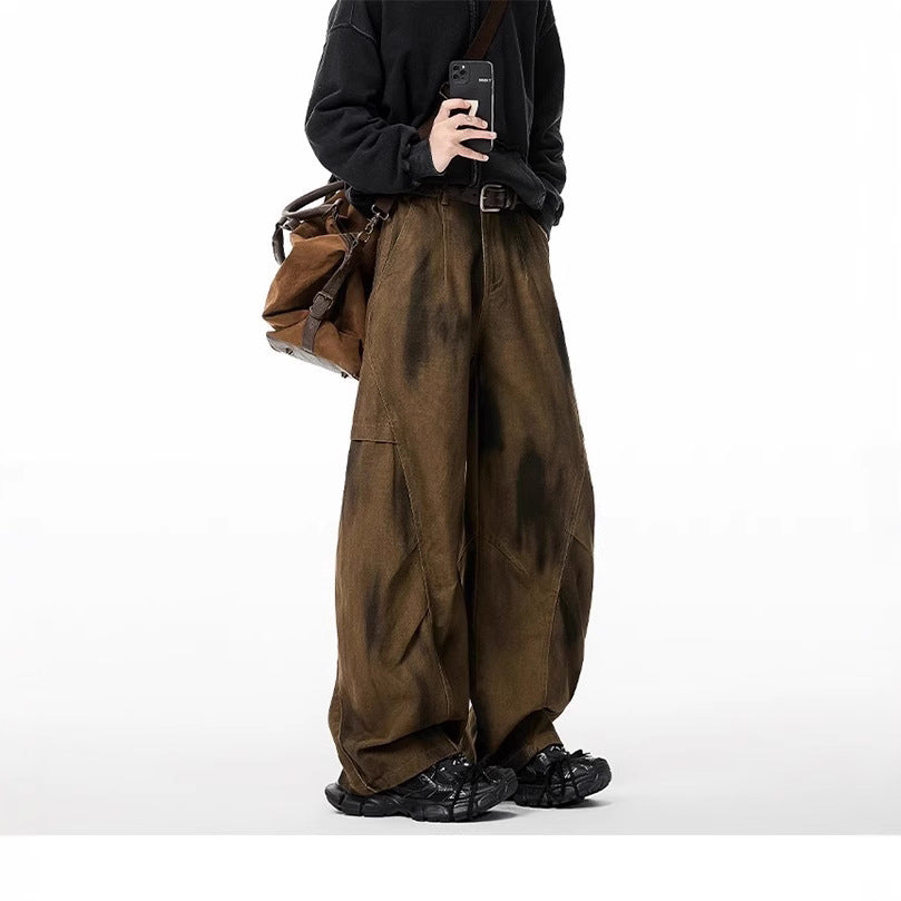 American Dirty Dyed Cargo Pants Men’s Wide Leg Jeans