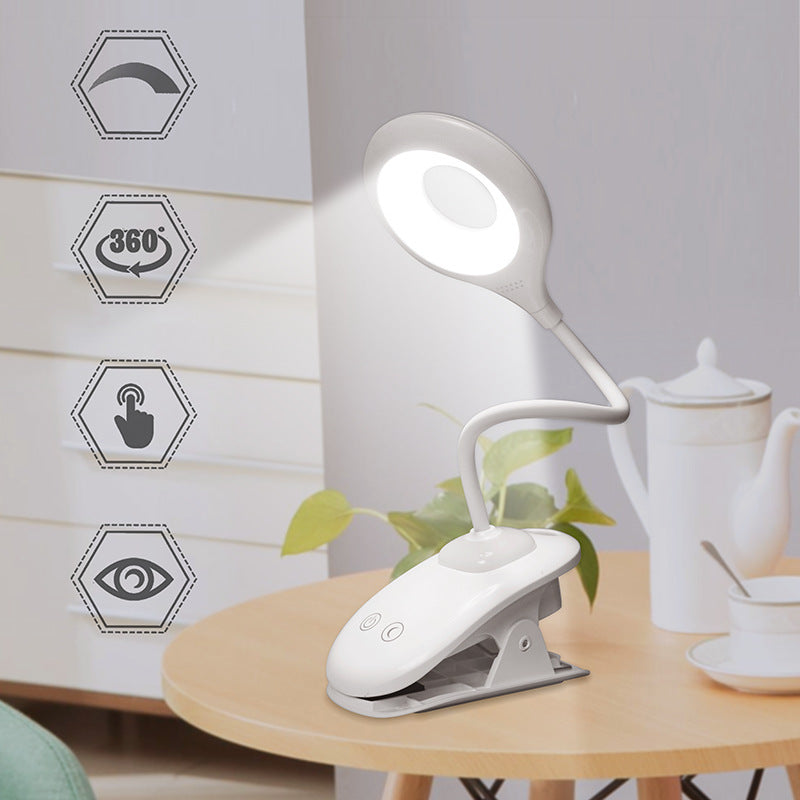 LED Reading Lamp Clip-On USB Rechargeable Dimmable Eye Protection