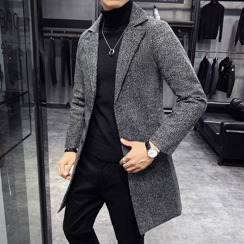 Men’s Slim-Fit Wool Trench Coat | Mid-Length Winter Coat