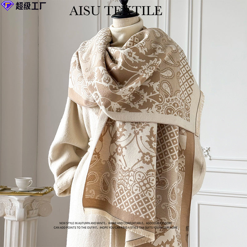 Dual-Purpose Imitation Cashmere Thick Warm Neck Scarf